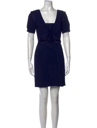 Pre-owned Temperley London V-neck Mini Dress In Blue