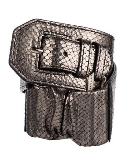 Pre-owned Temperley London Wide Leather Waist Belt In Metallic