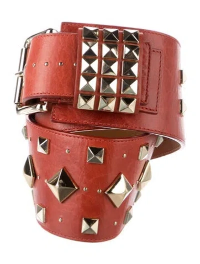 Pre-owned Temperley London Wide Leather Waist Belt In Orange