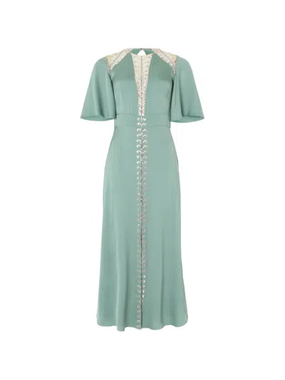 Temperley London Wildlife Crystal-embellished Midi Dress In Green