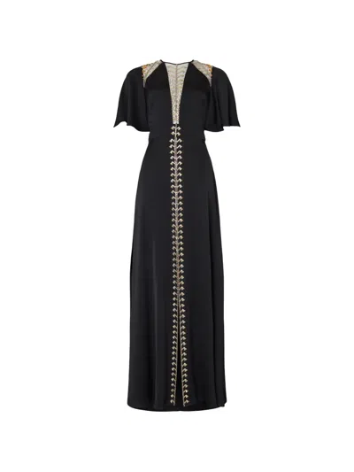 Temperley London Wildlife Embellished Maxi Dress In Black