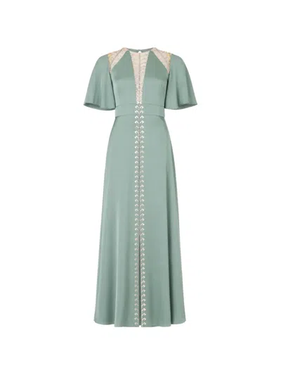 Temperley London Wildlife Maxi Dress In Green