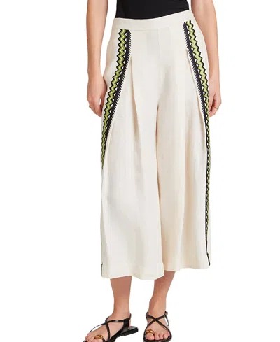 Temperley London Avalon Embroidered Linen Trousers In Blue