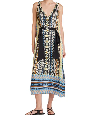 Temperley London Geometric Print V-neck Dress In Black