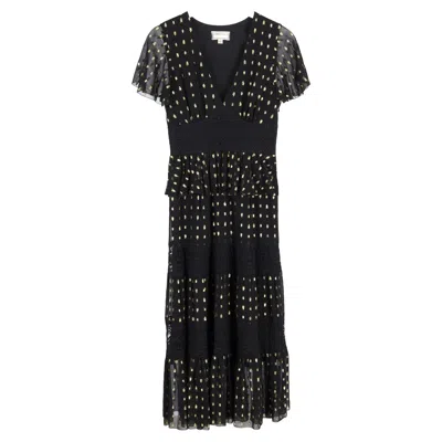 Temperley London Wondering Lace Midi Dress In Black Viscose In Blue