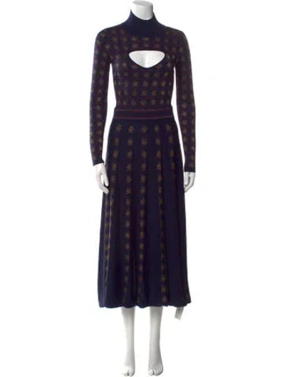 Pre-owned Temperley London Wool Long Dress In Blue