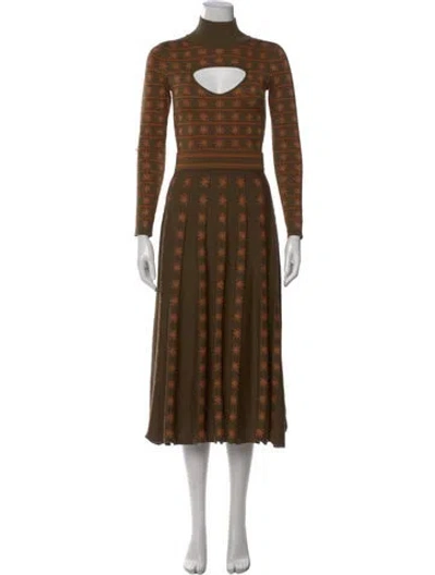 Pre-owned Temperley London Wool Midi Length Dress In Brown