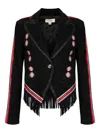 Temperley London Zola Embroidered Suede Blazer In Black