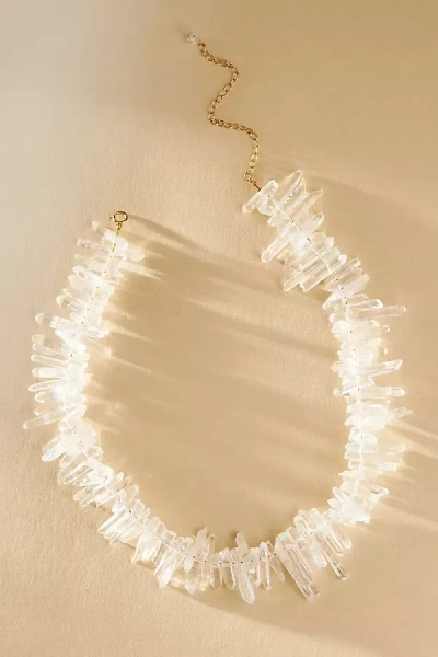 Tempête Raw Crystal Choker Necklace In White