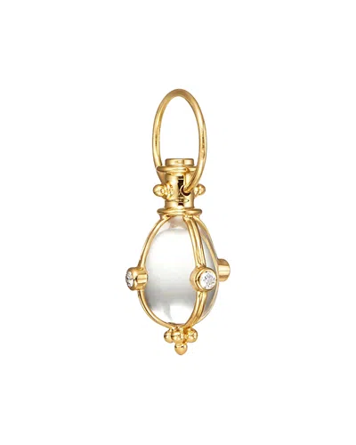 Temple St Clair 18k Classic Amulet Pendant With Oval Rock Crystal And Diamond In Clear/gold