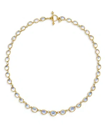 Temple St Clair 18k Yellow Gold Classic Blue Moonstone & Diamond Collar Necklace, 18 In White/gold