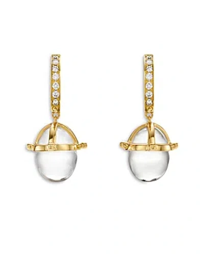 Temple St Clair 18k Yellow Gold Crystal & Diamond Granulated Drop Earrings In White/gold