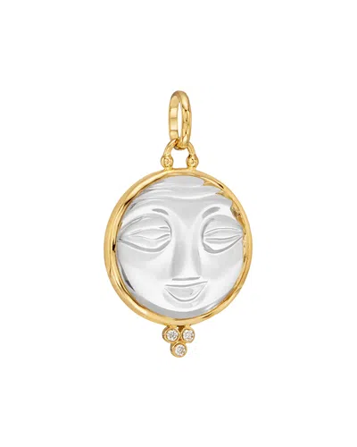 Temple St Clair 18k Yellow Gold Large Carved Crystal Moonface Pendant With Diamonds In White/gold