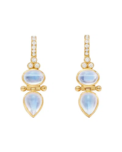 Temple St Clair Women's 18k Yellow Gold, Blue Moonstone & Diamond Dynasty Double-drop Earrings