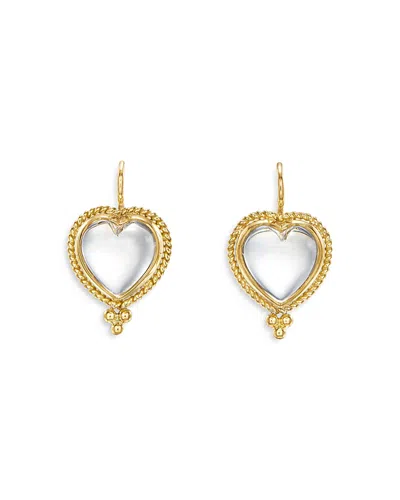 Temple St Clair 18k Yellow Gold Rock Crystal Heart Earrings