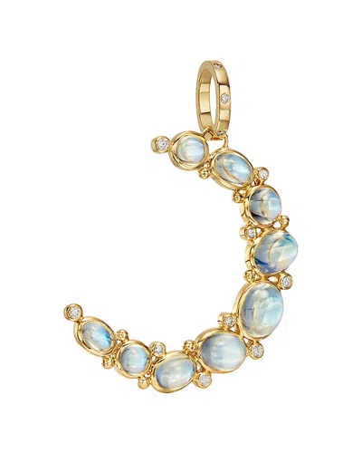Temple St Clair 18k Yellow Gold Royal Bm Diamond & Blue Moonstone Crescent Pendant In White/gold