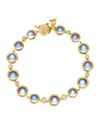 Temple St Clair 18k Yellow Gold Single Round Bracelet With Royal Blue Moonstone And Diamond In Blue/gold