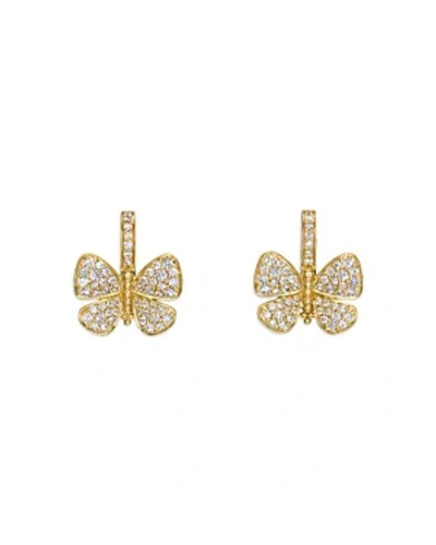 Temple St Clair 18k Yellow Diamond Snow Butterfly Earrings In Gold