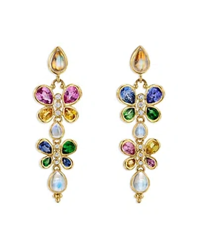 Temple St Clair 18k Yellow Gold Cl Color Multi Gemstone & Diamond Luna Flutter Drop Earrings