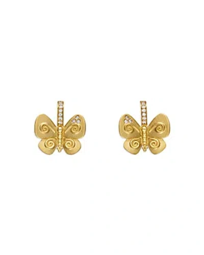 Temple St Clair 18k Yellow Gold Diamond Butterfly Earrings