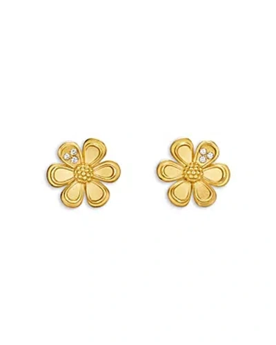 Temple St Clair 18k Yellow Gold Diamond Flower Stud Earrings