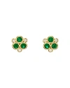 TEMPLE ST CLAIR ROBERTO COIN 18K YELLOW GOLD CLASSIC EMERALD & DIAMOND BEZEL CLUSTER STUD EARRINGS