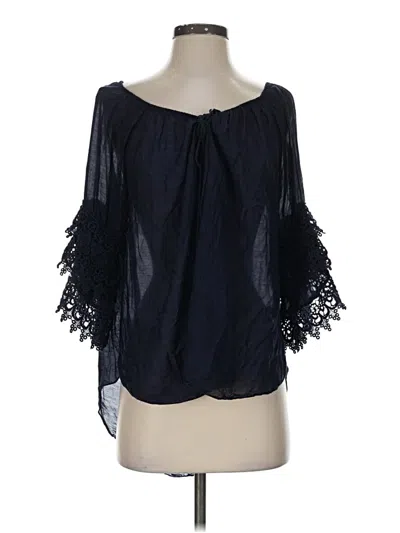 Pre-owned Tempo Paris 3/4 Sleeve Blouse In Blue