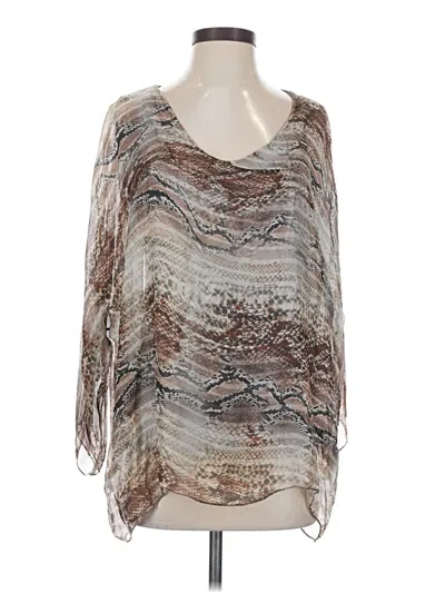 Pre-owned Tempo Paris 3/4 Sleeve Blouse In Silver