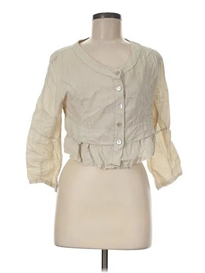Pre-owned Tempo Paris 3/4 Sleeve Button Down Shirt In Ivory