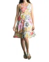 Tempo Paris Botanical Gardens Tiered Dress In Yellow Multi In Multi