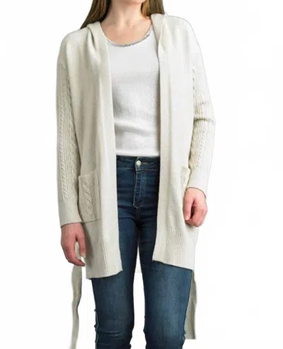 Tempo Paris Cable Hoodie Sweater In Beige In Neutral