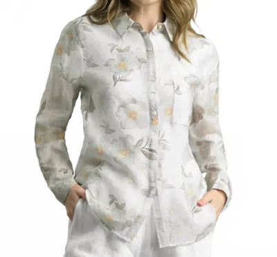 Tempo Paris Camellias Blouse In Green In White