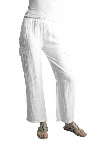 Tempo Paris Cargo Linen Pant In White In Multi