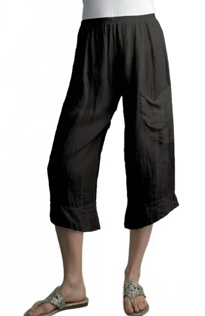 Tempo Paris Cropped Wide-leg Linen Pant In Black