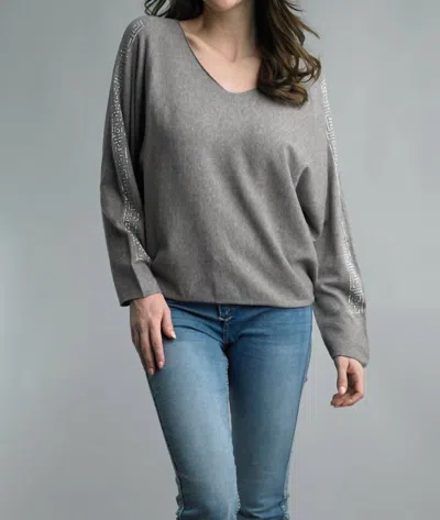Tempo Paris Shimmer And Shine Long Sleeve Tee In Blue Denim In Grey