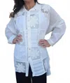 Tempo Paris Embroidered Tunic Top In White In White