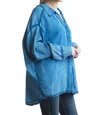 Tempo Paris Gauze Oversized Button Front Shacket Top In Blue In Blue