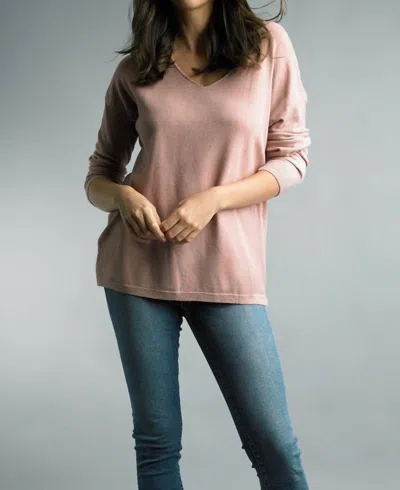 Tempo Paris Knit V-neck Sweater In Pink