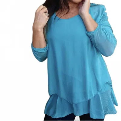 Tempo Paris Light Hearted Silk Top In Green In Blue