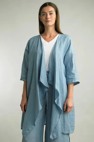 Tempo Paris Linen Duster In Denim In Blue
