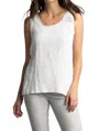 Tempo Paris Linen Frayed Neckline Tank Top In White In White
