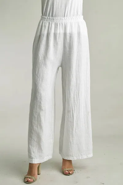 Tempo Paris Linen Palazzo Pants In White