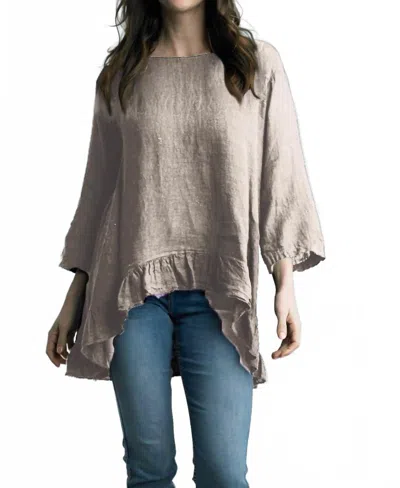 Tempo Paris Linen Royal Hem Tunic Top In Beige In Brown