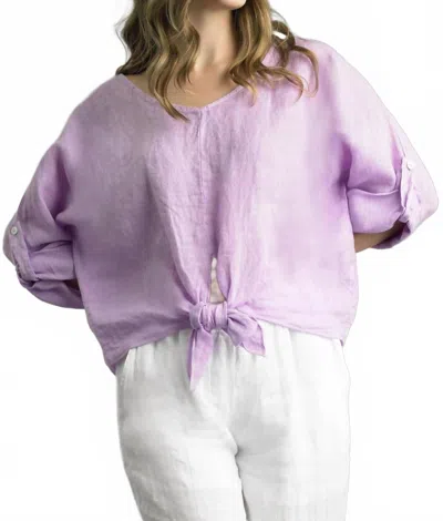 Tempo Paris Linen Tie Front Top In Lavender In Purple