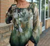 Tempo Paris Off Shoulder Top In Green Multi In Green