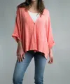 TEMPO PARIS ONE BUTTON OVERSIZED JACKET IN BRIGHT CORAL