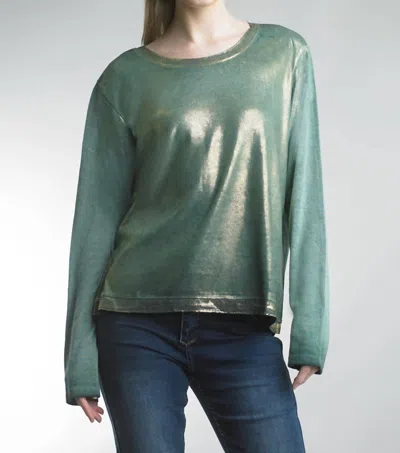 Tempo Paris Painted Long Sleeve Tee In Green Gold