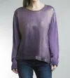 Tempo Paris Painted Long Sleeve Tee In Violet Gold In Multi