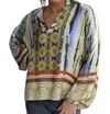 Tempo Paris Poet Sleeve V-neck Top In Multicolor In Multi