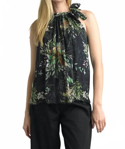 Tempo Paris Print Neck Tie Top In Black